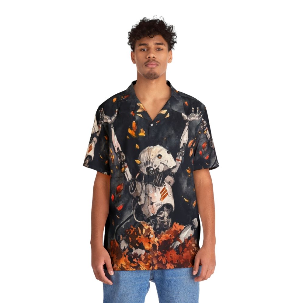 Autumn Fun Hawaiian Shirt with Sci-Fi Nature Watercolor Design - People Front