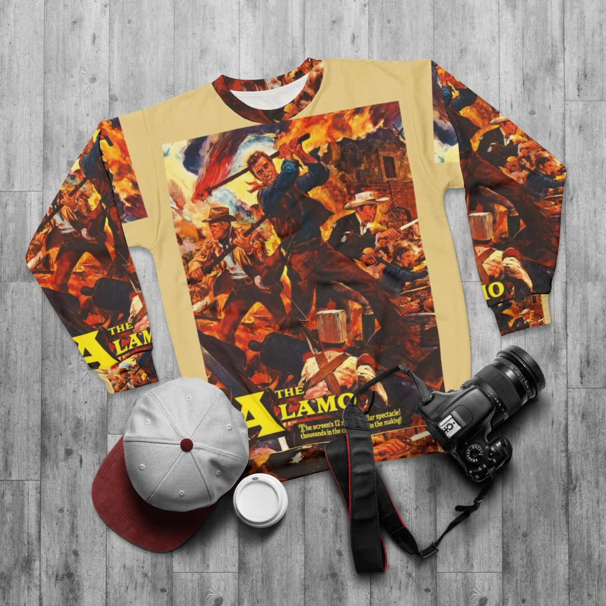 Vintage 'The Alamo' 1960 movie poster sweatshirt - flat lay