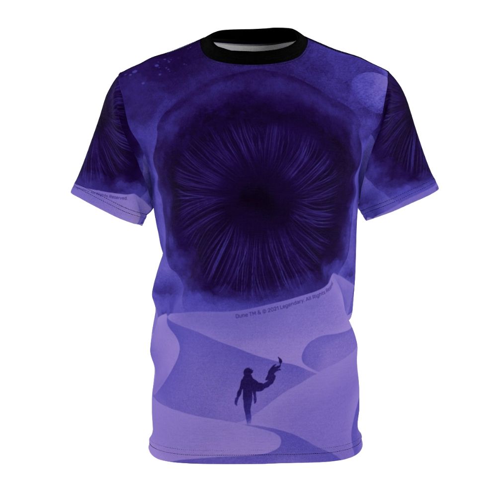 Dune-inspired AOP t-shirt featuring the Great Shai Hulud and purple moons