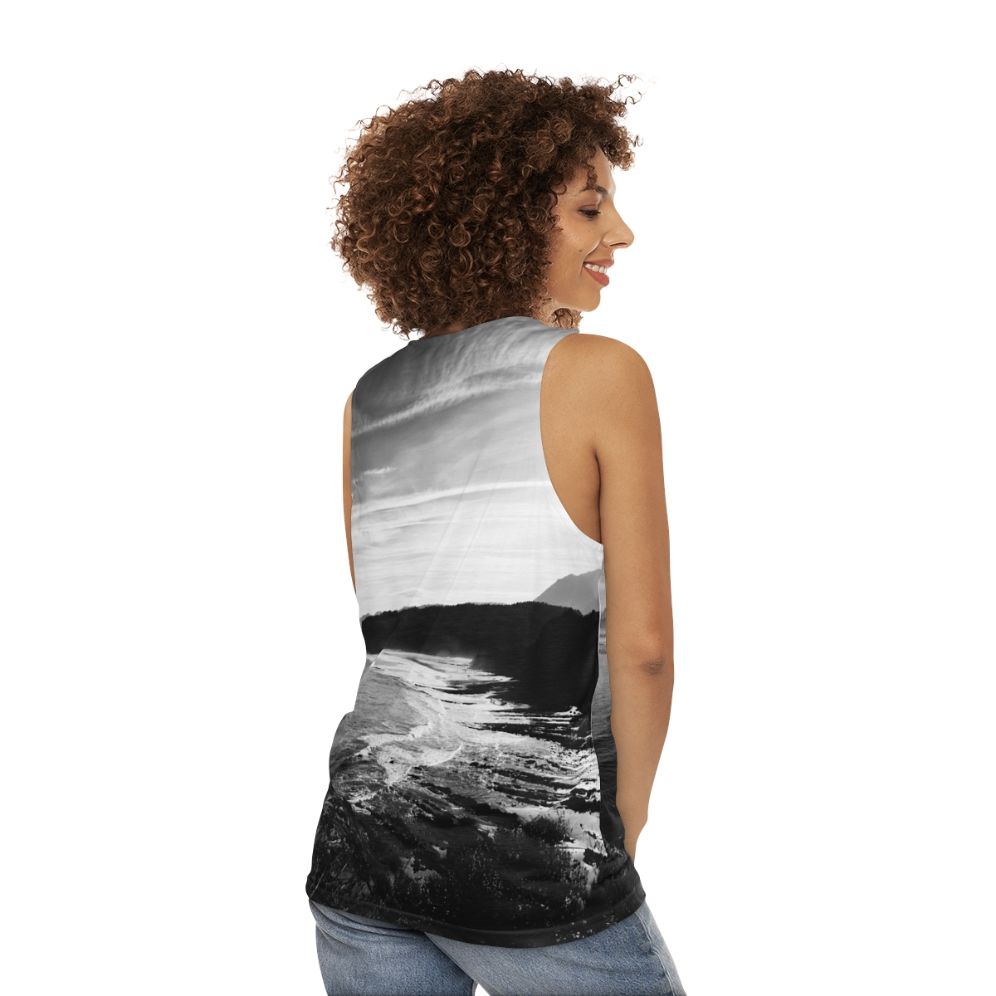 Asturias unisex tank top with landscape design - women back