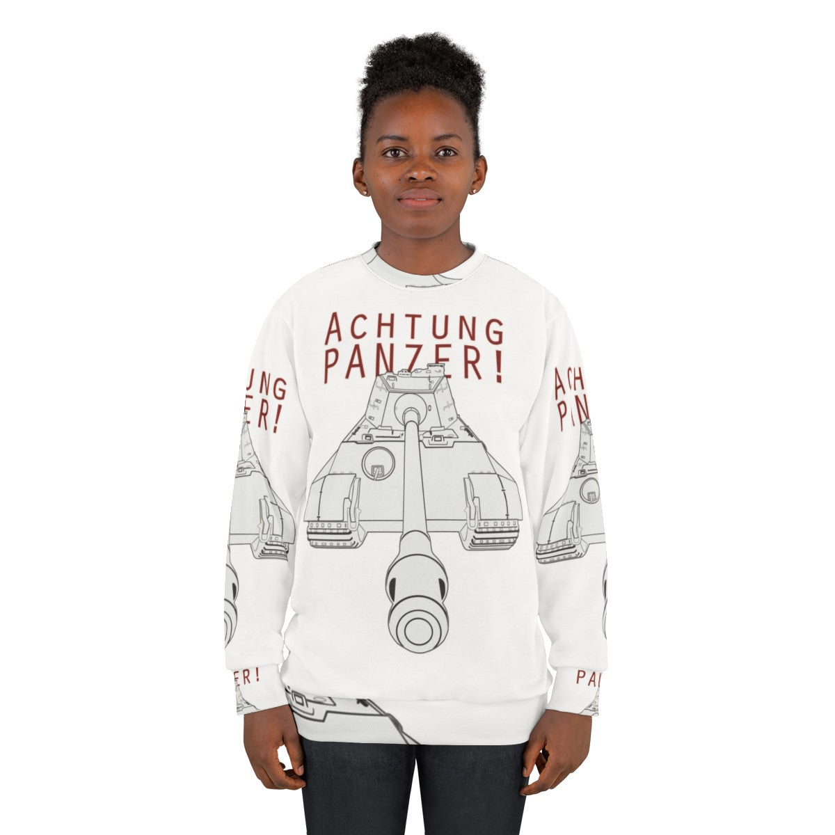 Achtung Panzer! German Tiger II Tank Sweatshirt for WWII Fans - women