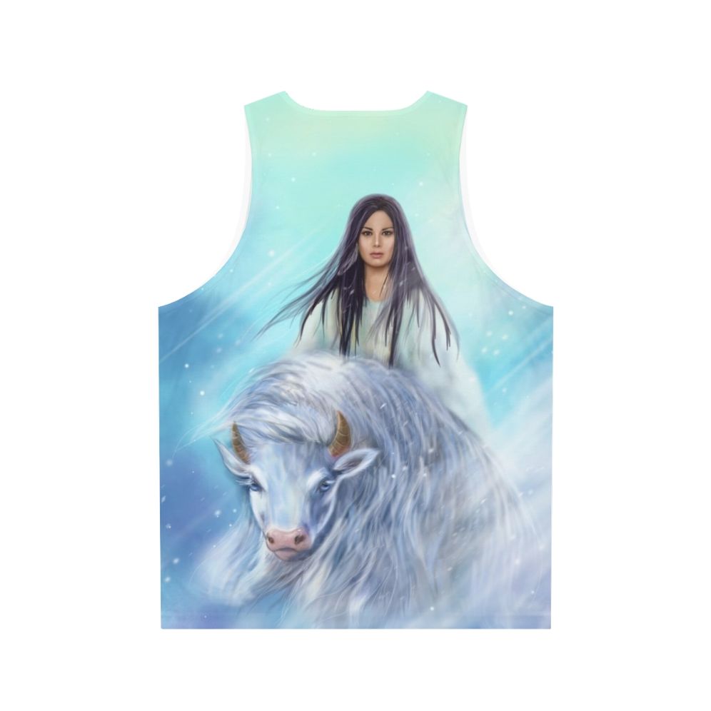 White Buffalo Calf Woman Unisex Tank Top - Back