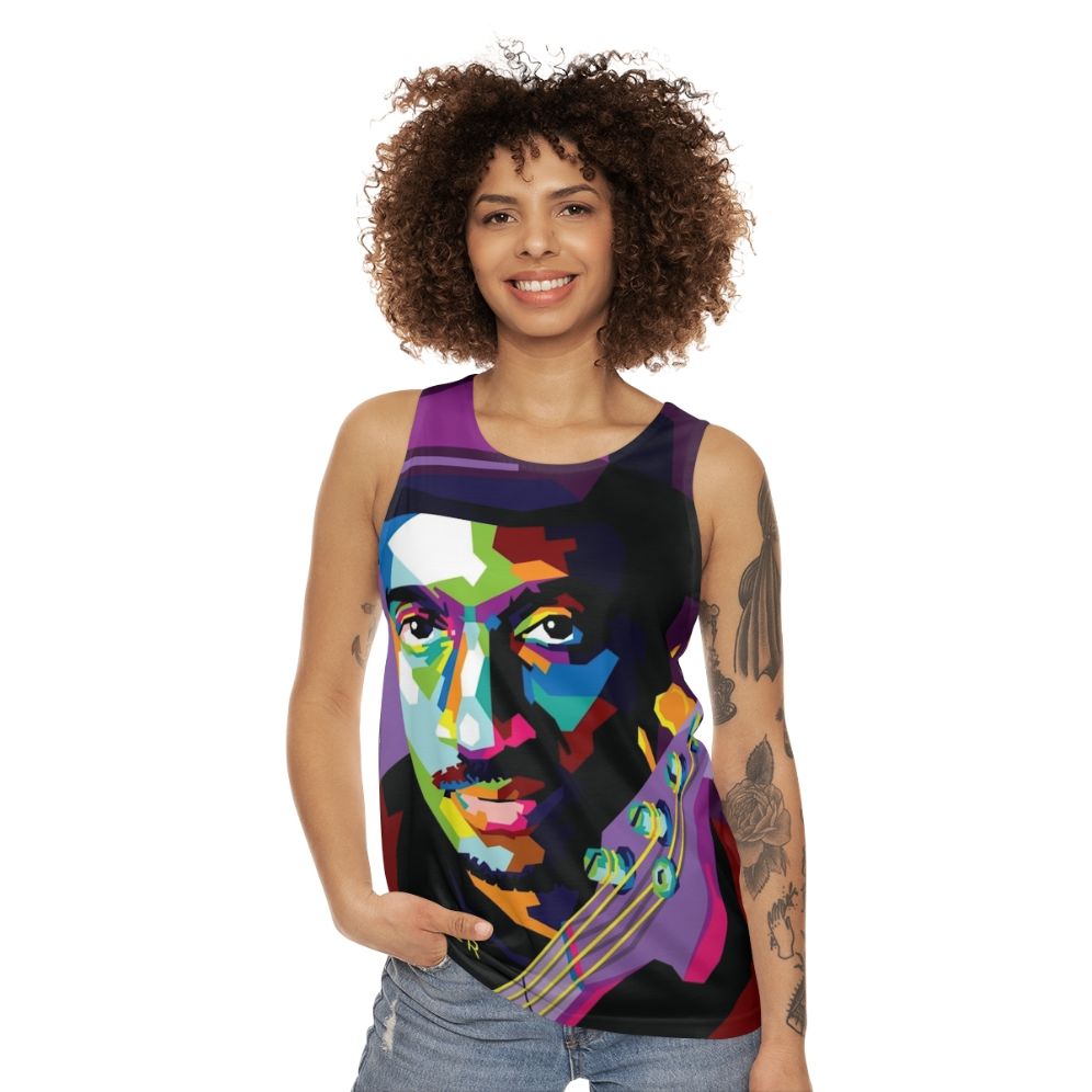 Marcus Miller pop art illustration unisex tank top - women