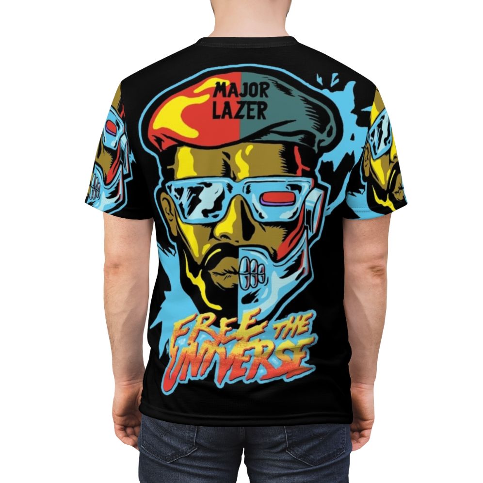 Stylish t-shirt featuring Major Lazer-inspired electronic dance music design - men back