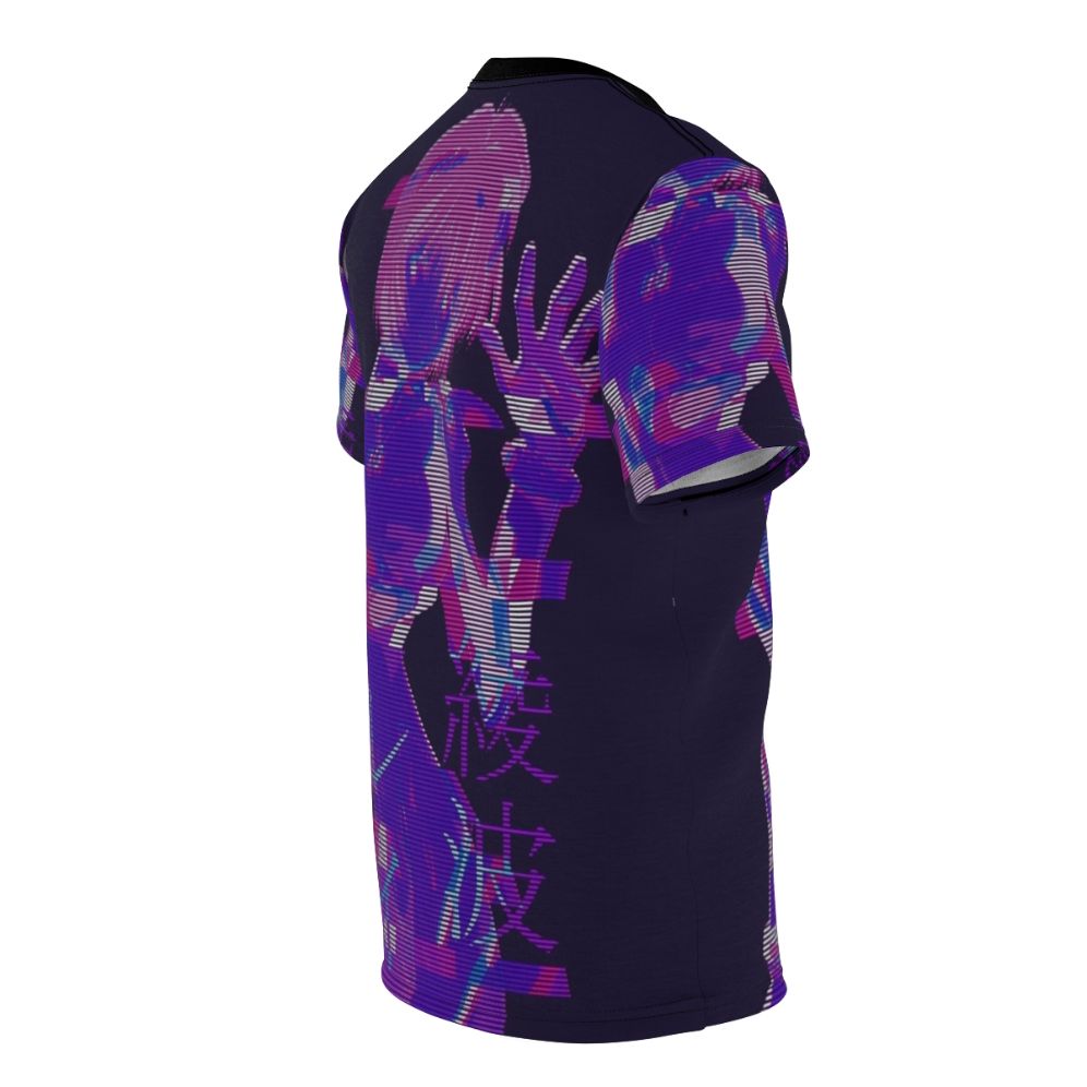 Abstract vaporwave design t-shirt with Evangelion-inspired elements - men right