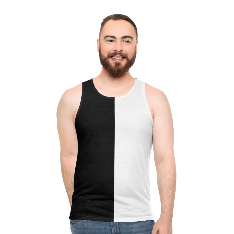 Monochrome half black half white unisex tank top - men