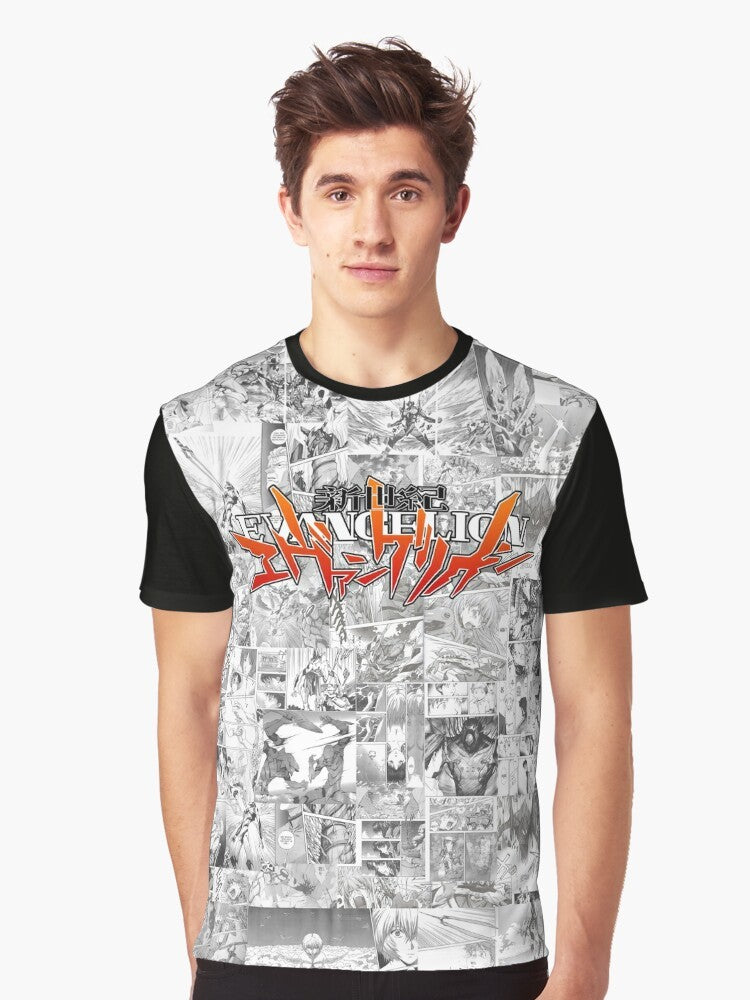 Evangelion graphic t-shirt featuring the iconic Neon Genesis Evangelion characters - Men