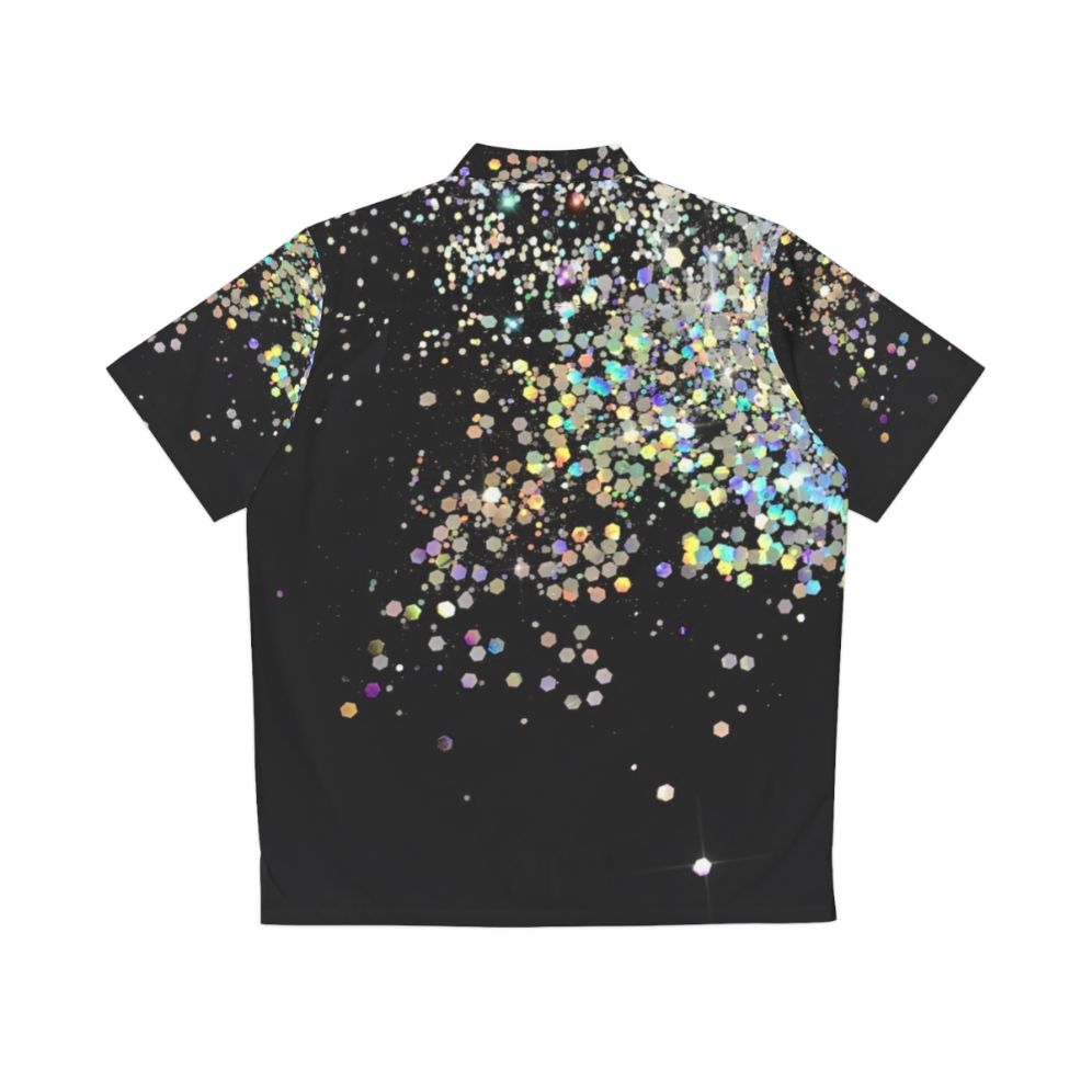 Black holographic sparkle hawaiian shirt - Back