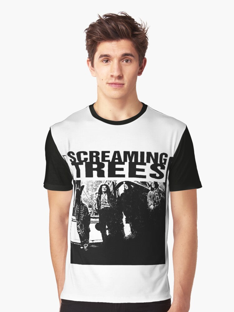 Screaming Trees Grunge Graphic T-Shirt featuring the iconic Screaming Trees band logo and design - Men