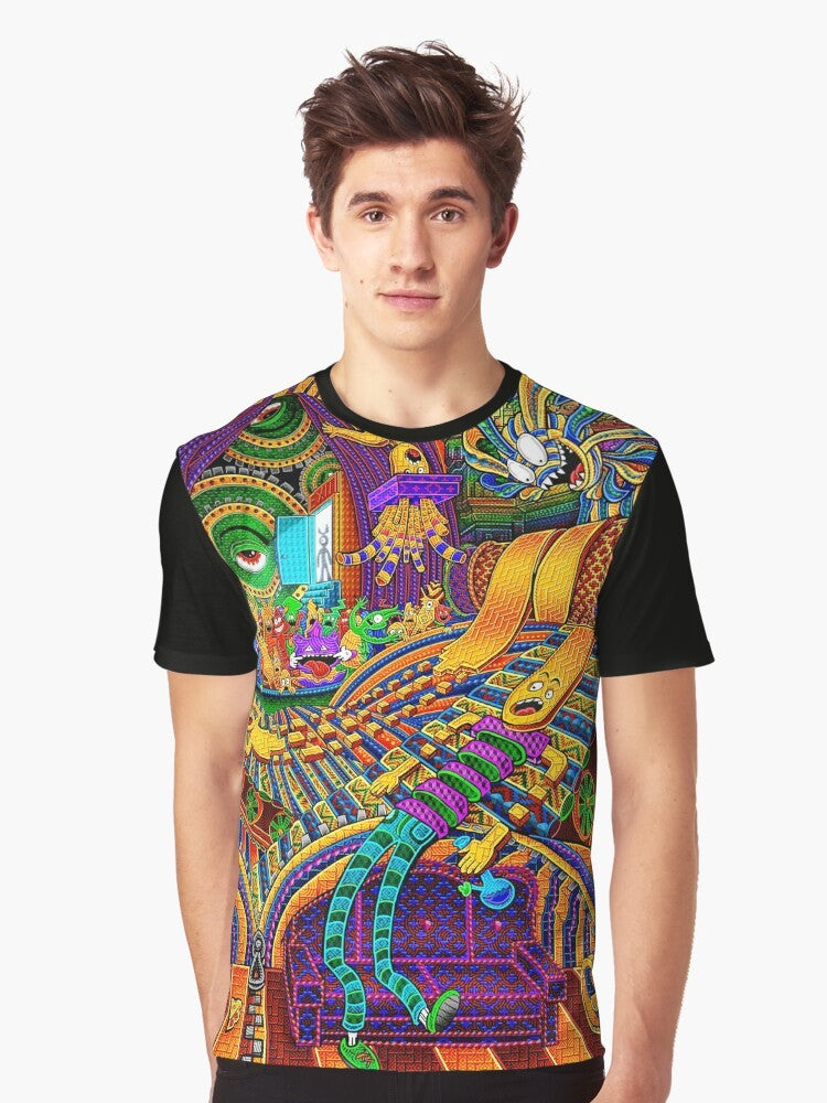 Psychedelic and trippy graphic t-shirt with visionary art and spiritual design. - Men