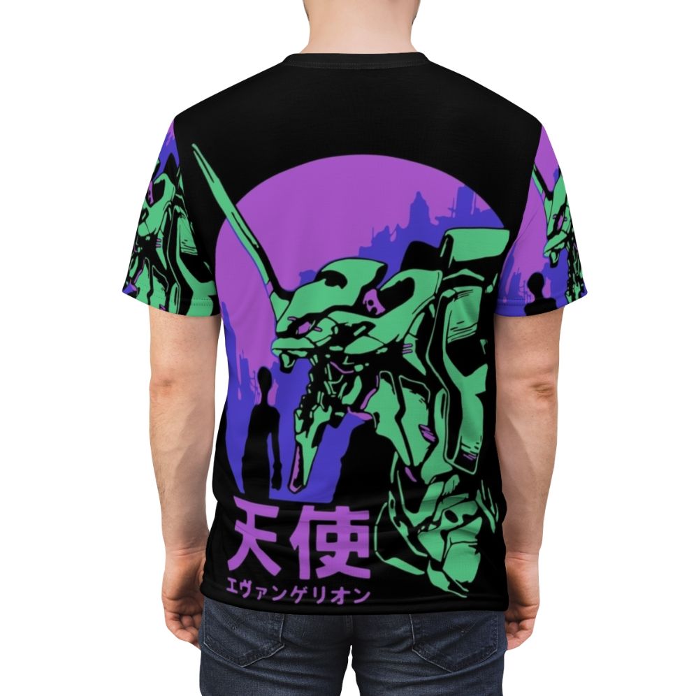 Neon Genesis Evangelion inspired t-shirt featuring a retro, vintage-style design with the iconic Eva Unit 01 mech - men back