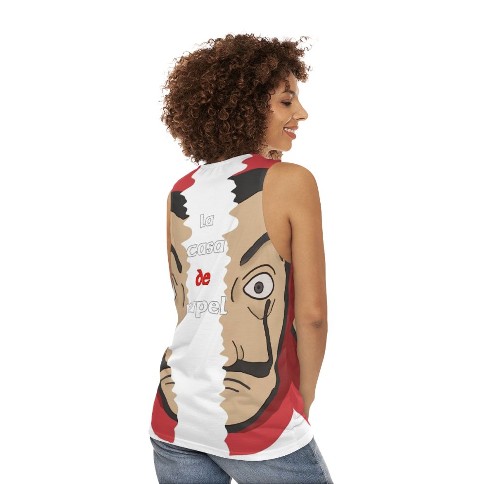 Casa De Papel Unisex Tank Top with Salvador Dali Drawing - women back