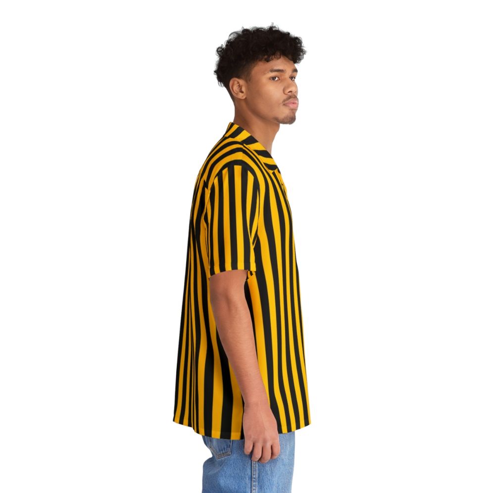 Yellow and black striped pattern Hawaiian shirt - People Pight