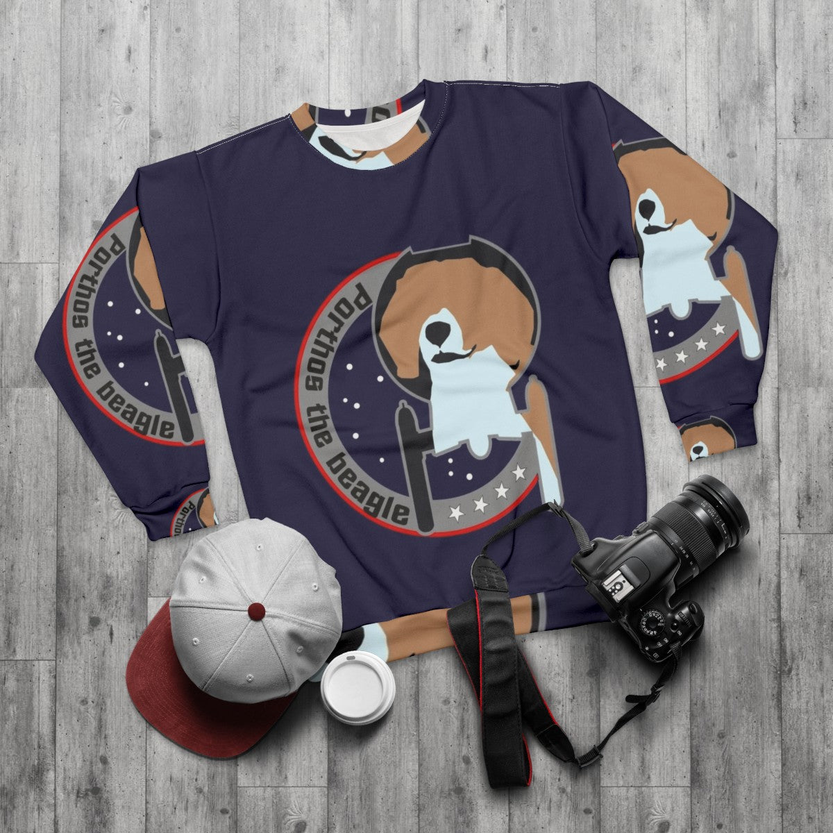 Porthos the Beagle Star Trek Enterprise Sweatshirt - flat lay