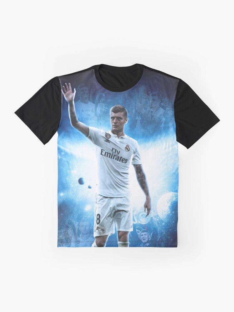 Toni Kroos illustration graphic t-shirt featuring a wallpaper design - Flat lay