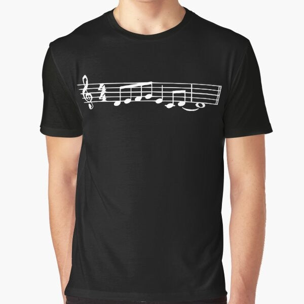 Black graphic t-shirt featuring the "The Lick" jazz music meme with Adam Neely's signature.