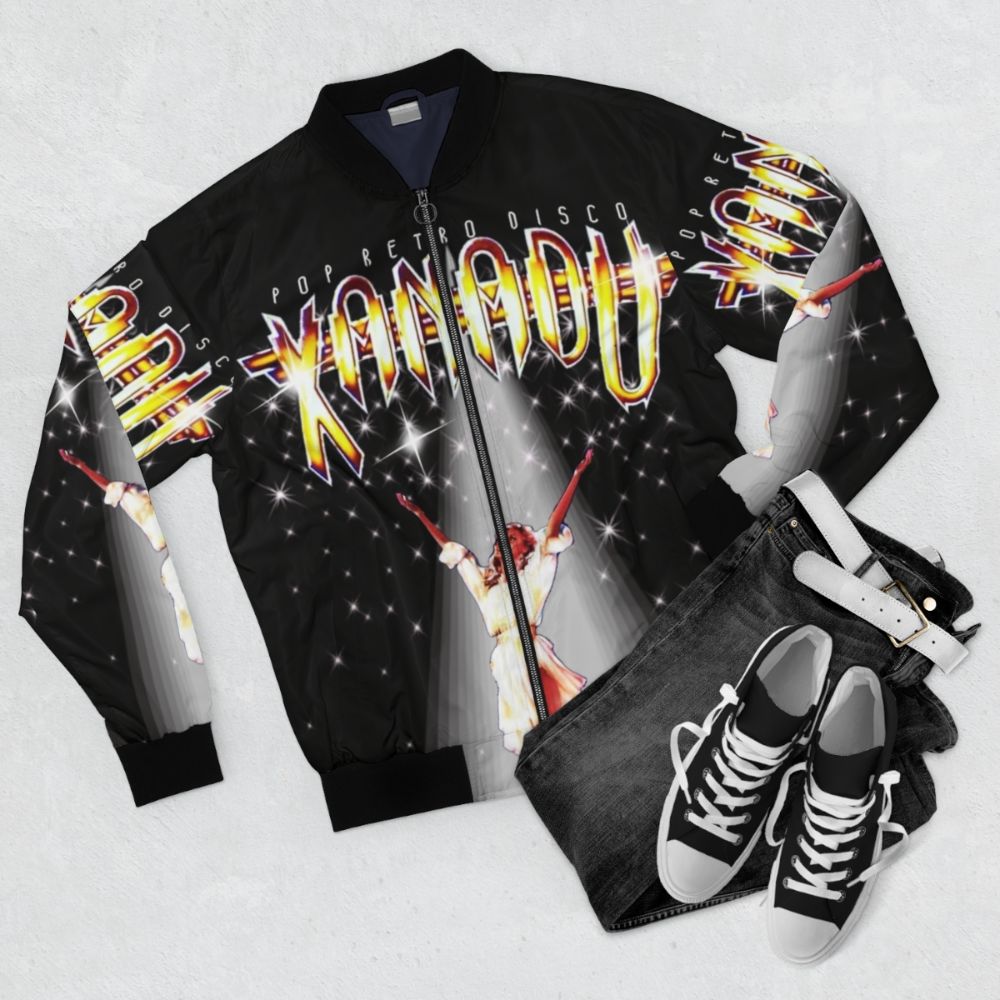 Olivia Newton-John Xanadu Christmas Bomber Jacket - Flat lay