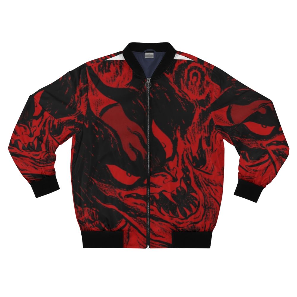 Devilman anime-inspired bomber jacket with demonic design