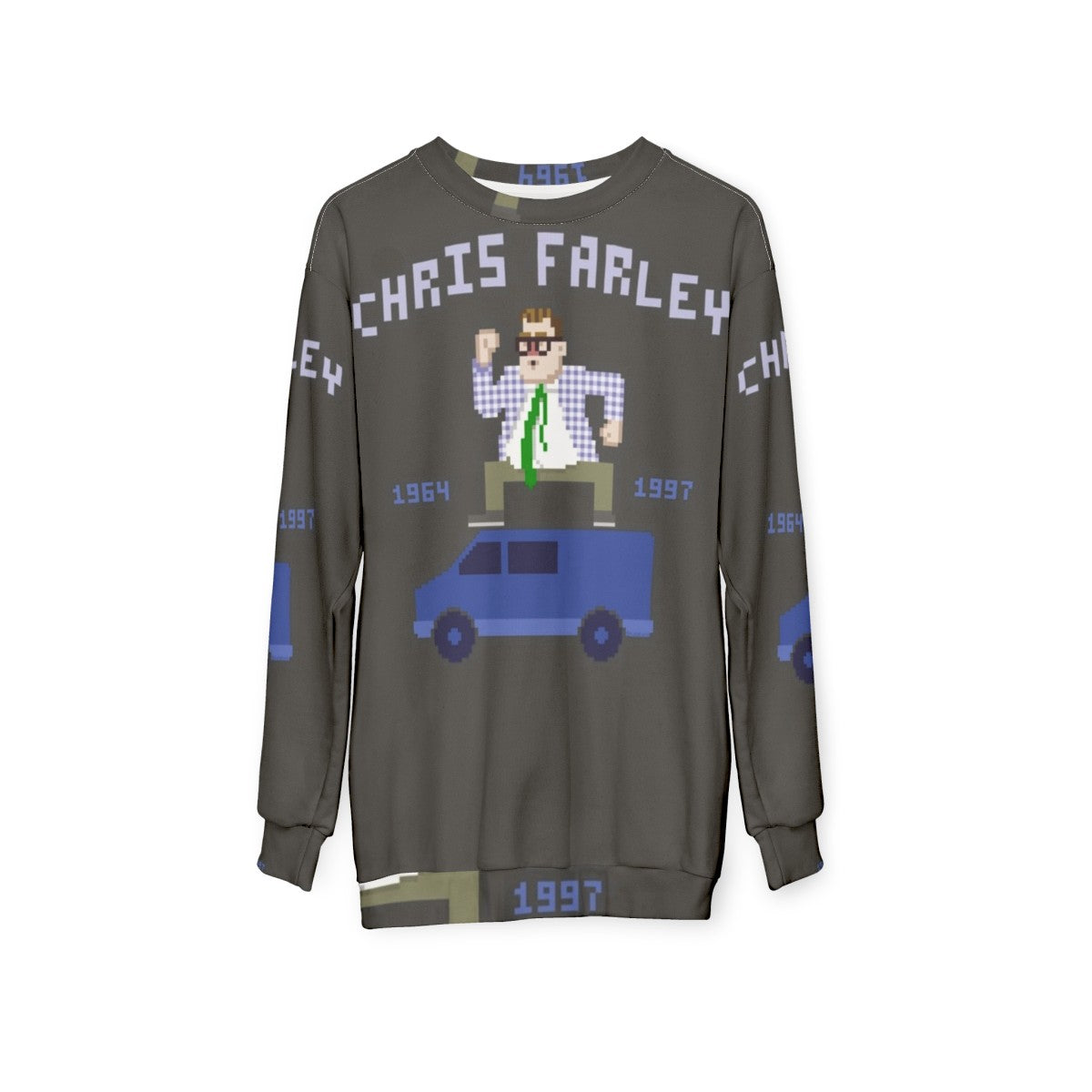 Chris Farley as Matt Foley from SNL in comedy sweatshirt - hanging