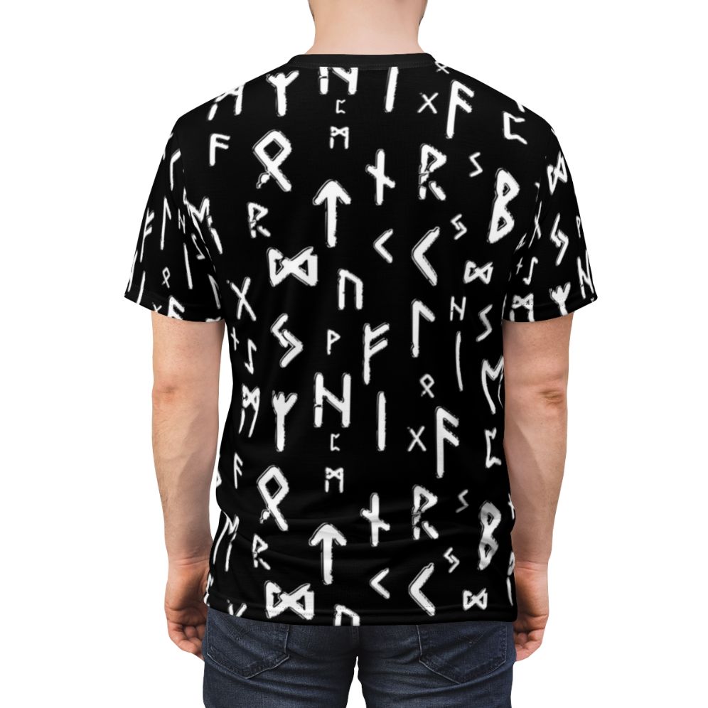 Authentic Elder Futhark Runes Viking Runic Alphabet T-shirt - men back