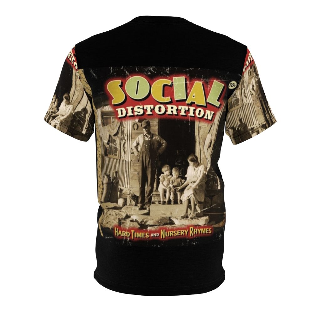 Stylish Social Distortion inspired graphic tee shirt with "Hard Times And Nursery Rhymes" design - Back