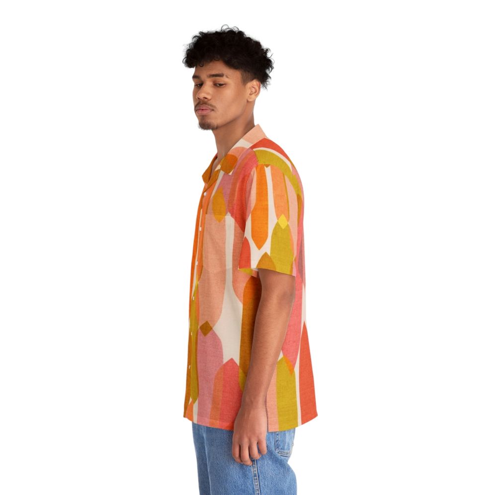 Colorful mid century modern Hawaiian shirt with abstract droplet pattern - People Left