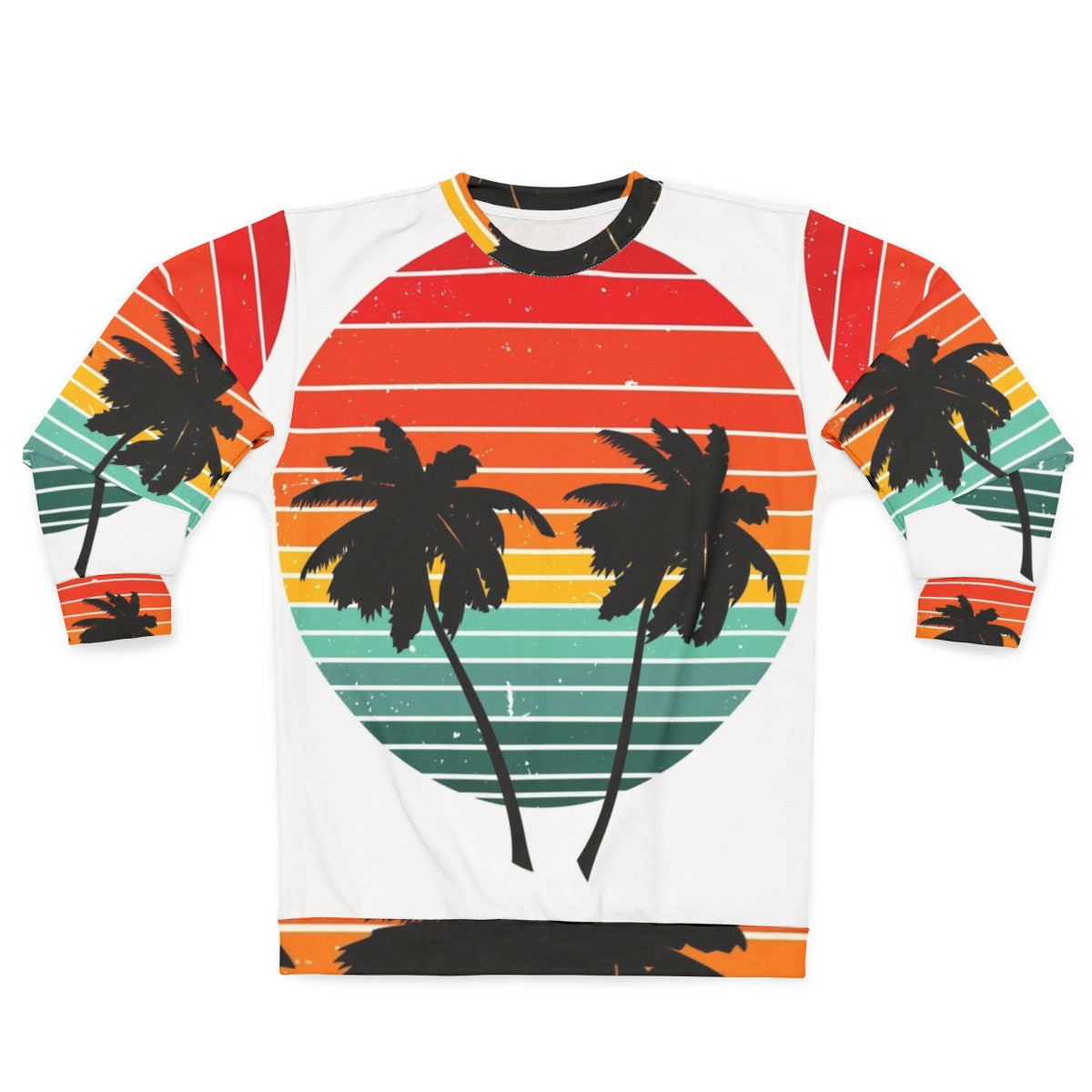 Black summer sweatshirt with vivid tropical palm tree design