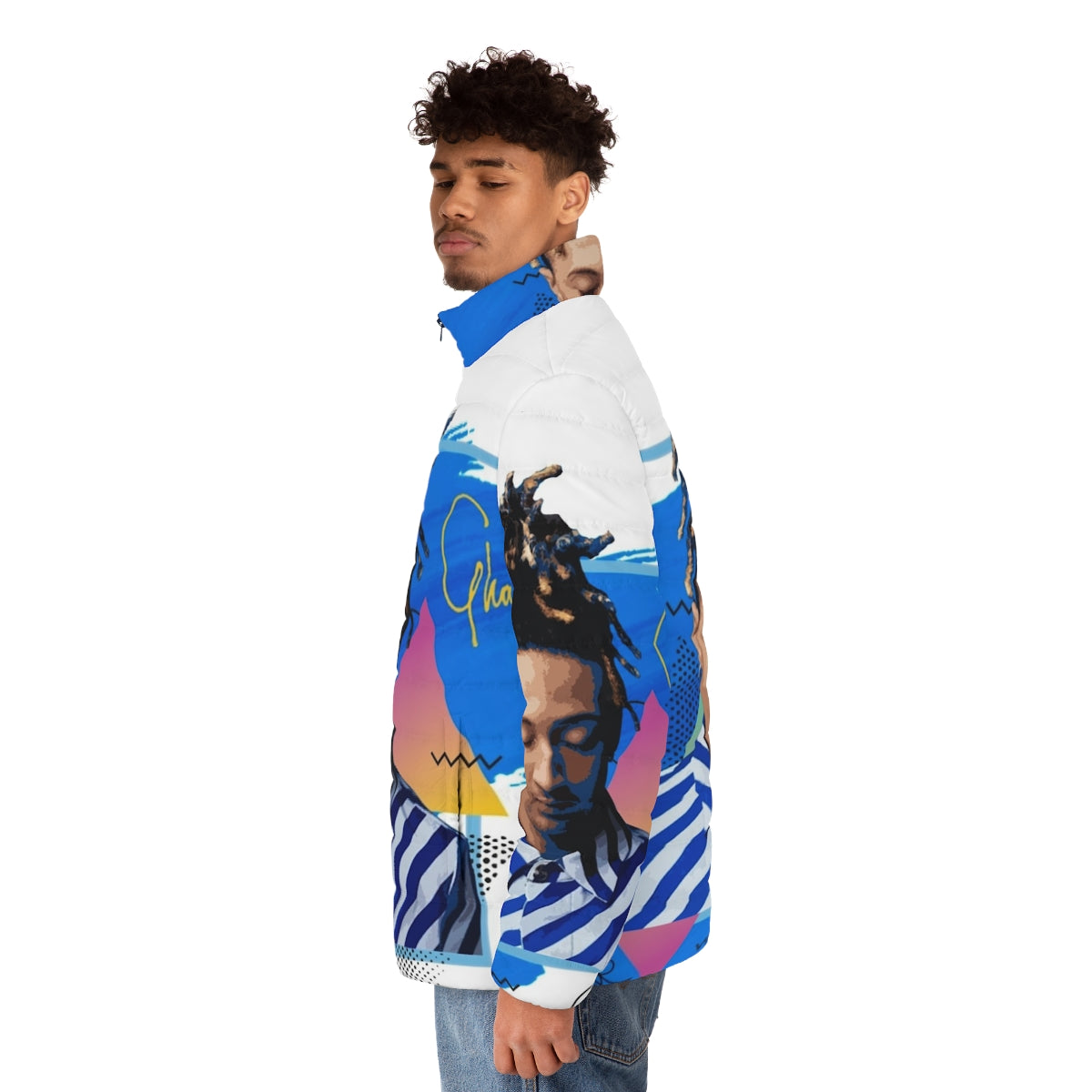 Ghali Italian Puffer Jacket with Rap and Trap Music Inspired Design - men side left