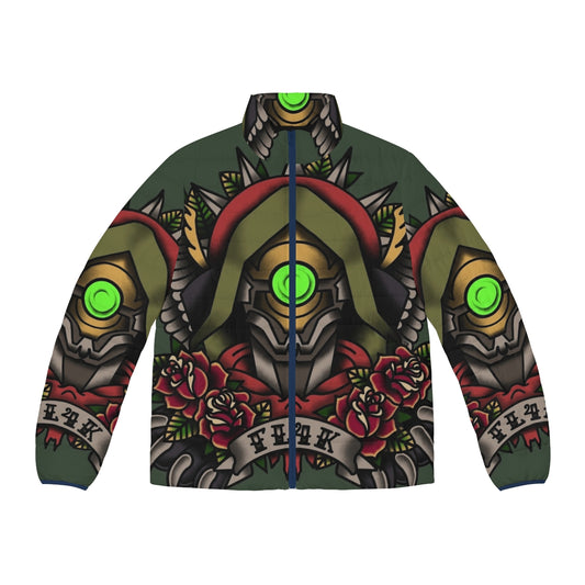 Borderlands FL4K tattoo style portrait puffer jacket