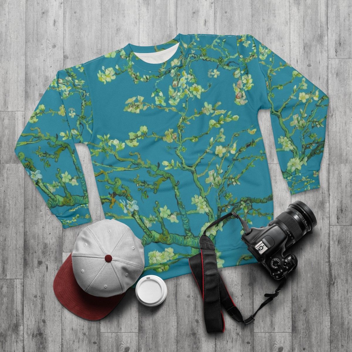 Almond blossom floral sweatshirt - flat lay