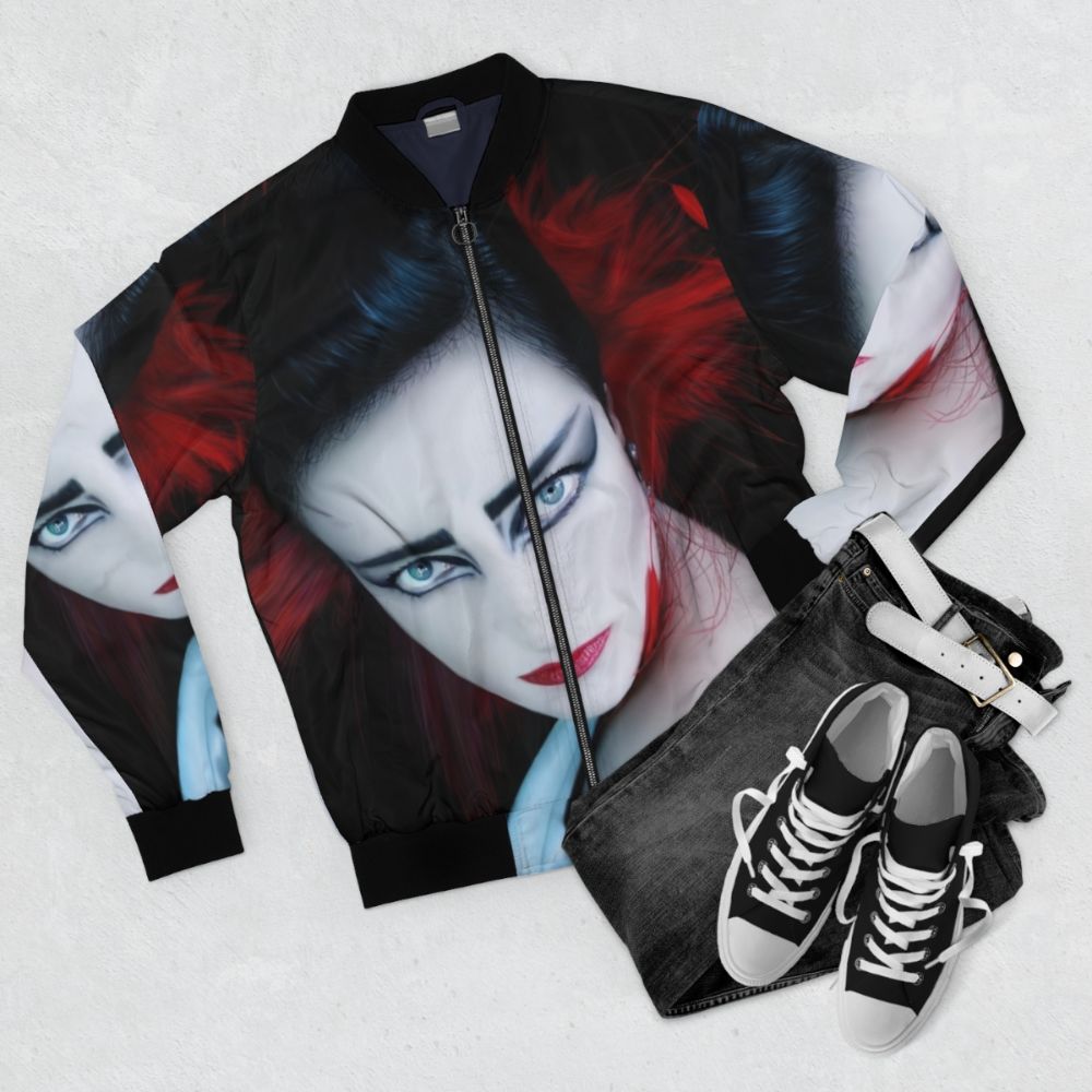 Siouxsie Sioux 80s Goth Punk Bomber Jacket - Flat lay