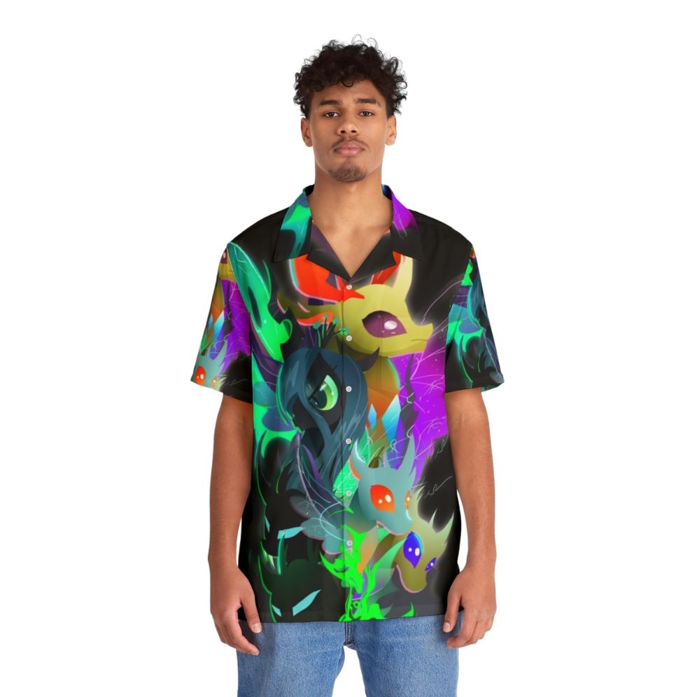 Changeling Queen and King Hawaiian Shirt with My Little Pony Inspired Design - People Front