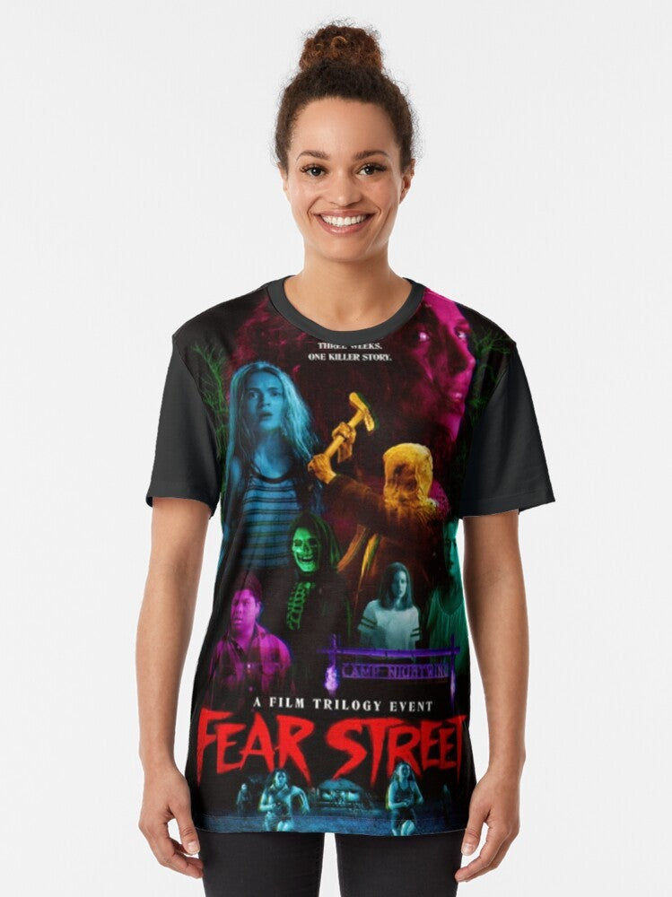 Fear Street Trilogy graphic t-shirt featuring the iconic Shadyside and Sunnyvale settings - Women