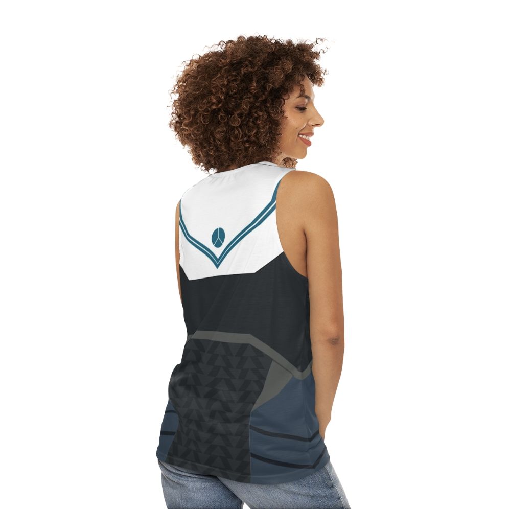 Destiny inspired armour unisex tank top - women back