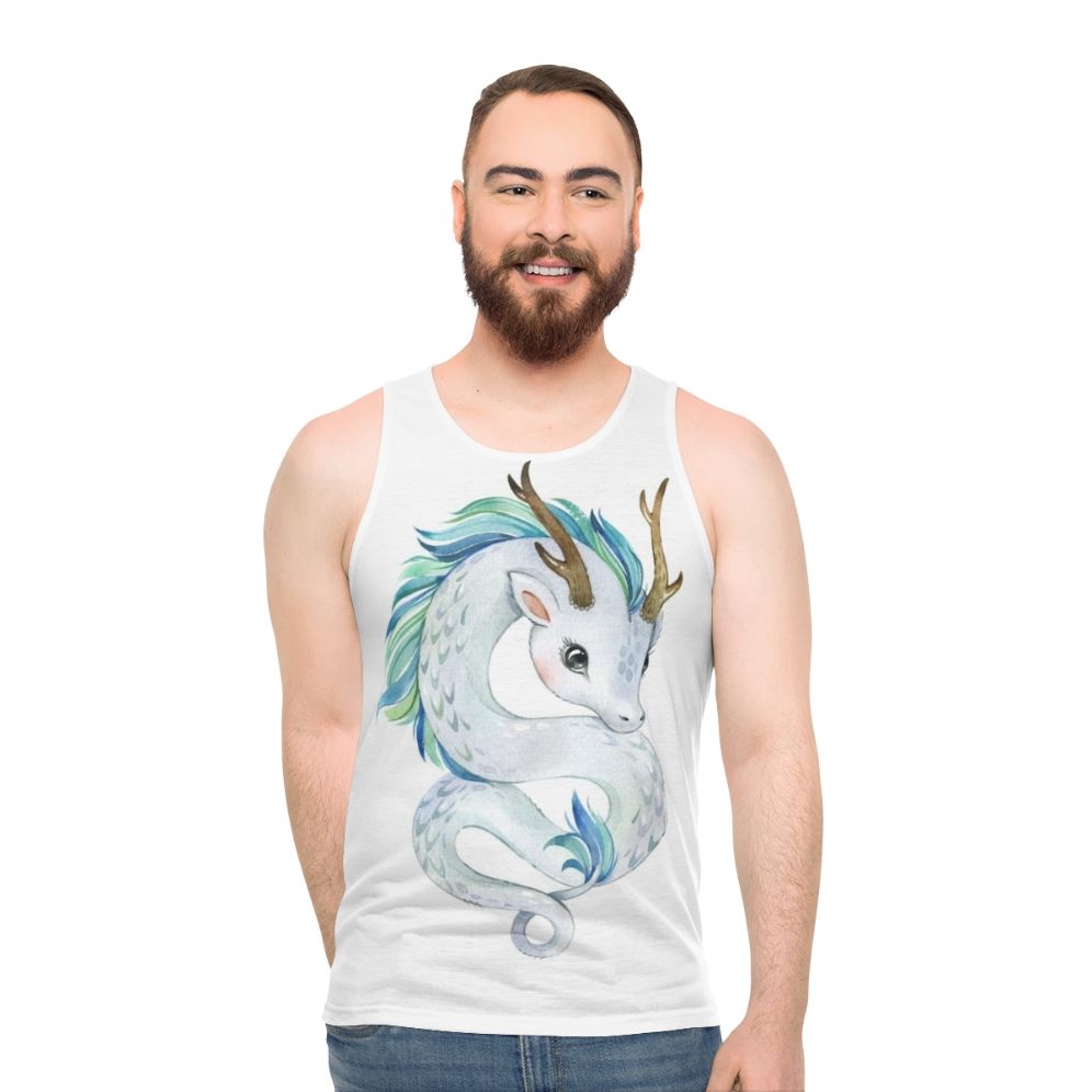 Unisex tank top featuring a mythical dragon design - men