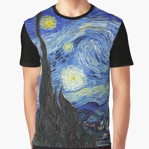 Vincent van Gogh's famous Starry Night painting on a graphic t-shirt