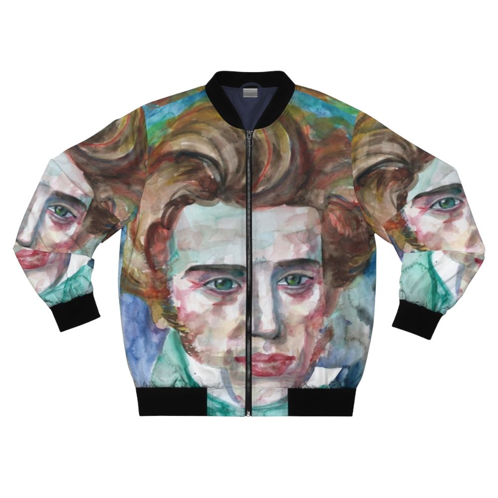 Soren Kierkegaard watercolor portrait bomber jacket