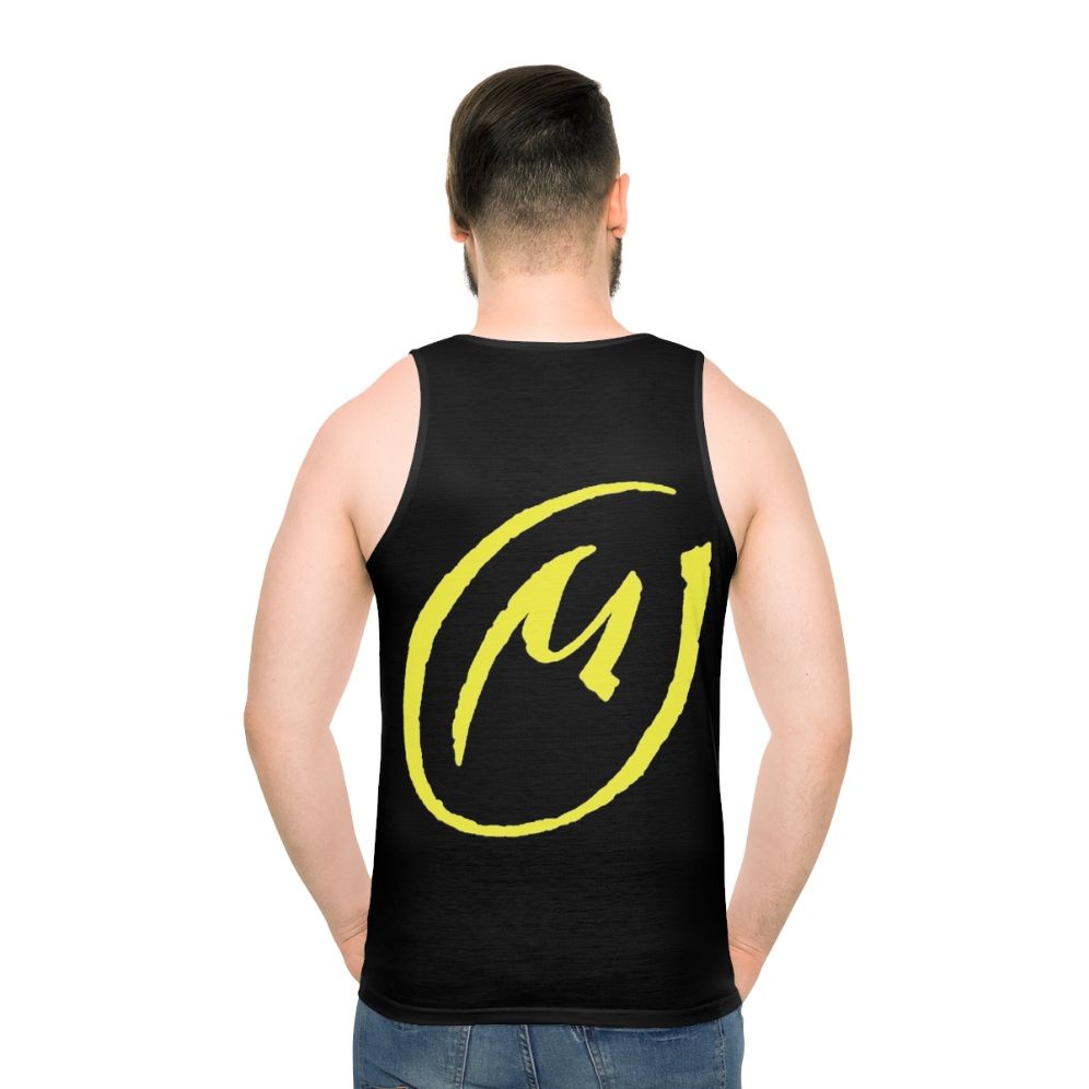 Unisex yellow tank top inspired by the Blake and Mortimer graphic novel series - men back