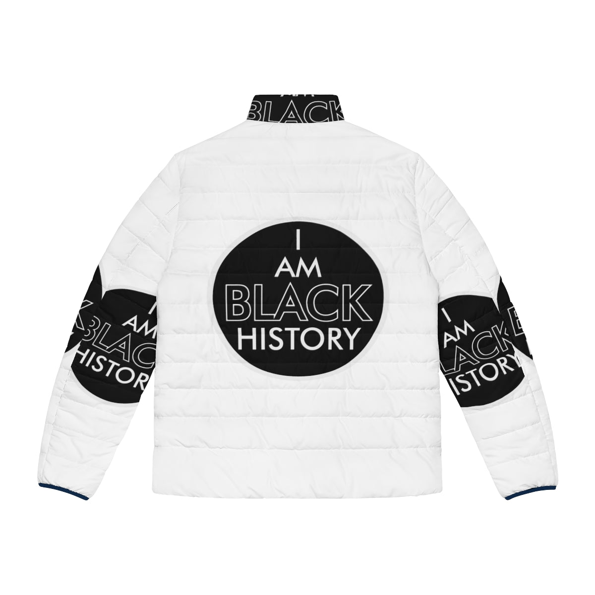 "I Am Black History" retro puffer jacket with vintage Pan Am airline logo - Back