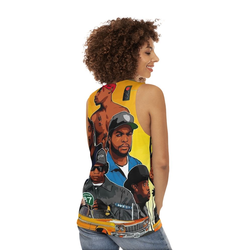 Unisex rap music tank top - women back