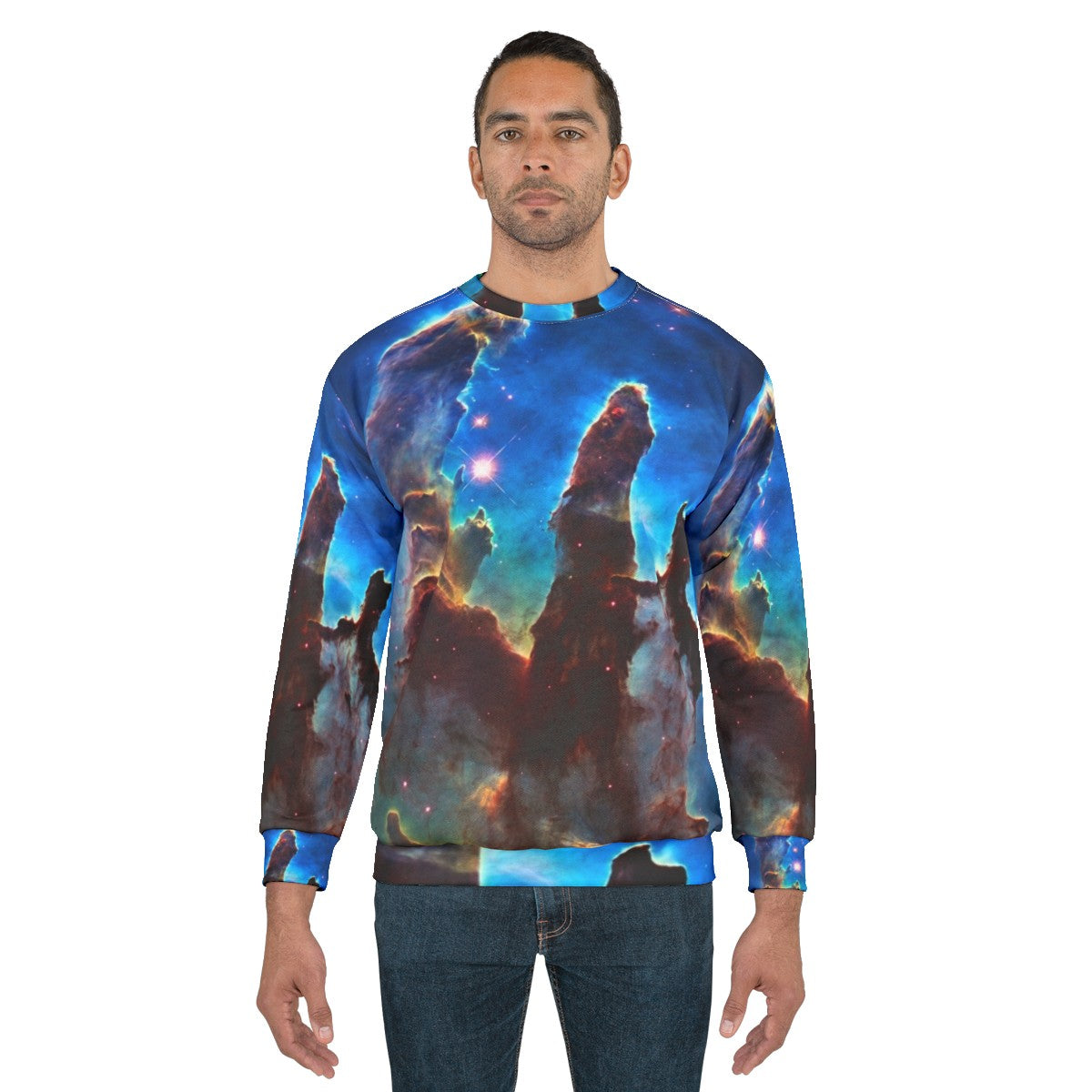 Pillars of Creation astronomy sweatshirt with space and nebula design - men