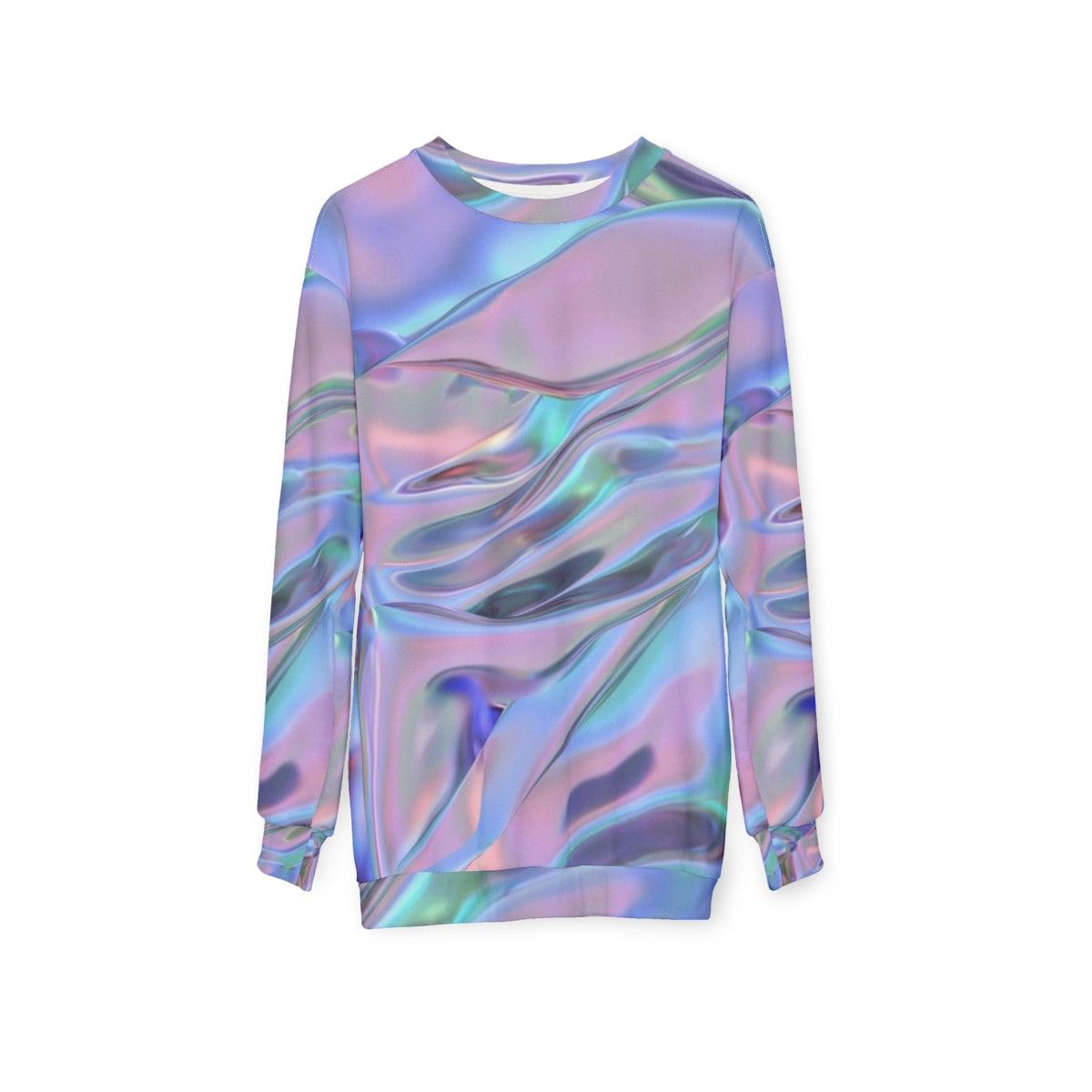 Holographic sweatshirt with colorful graphic pattern - hanging