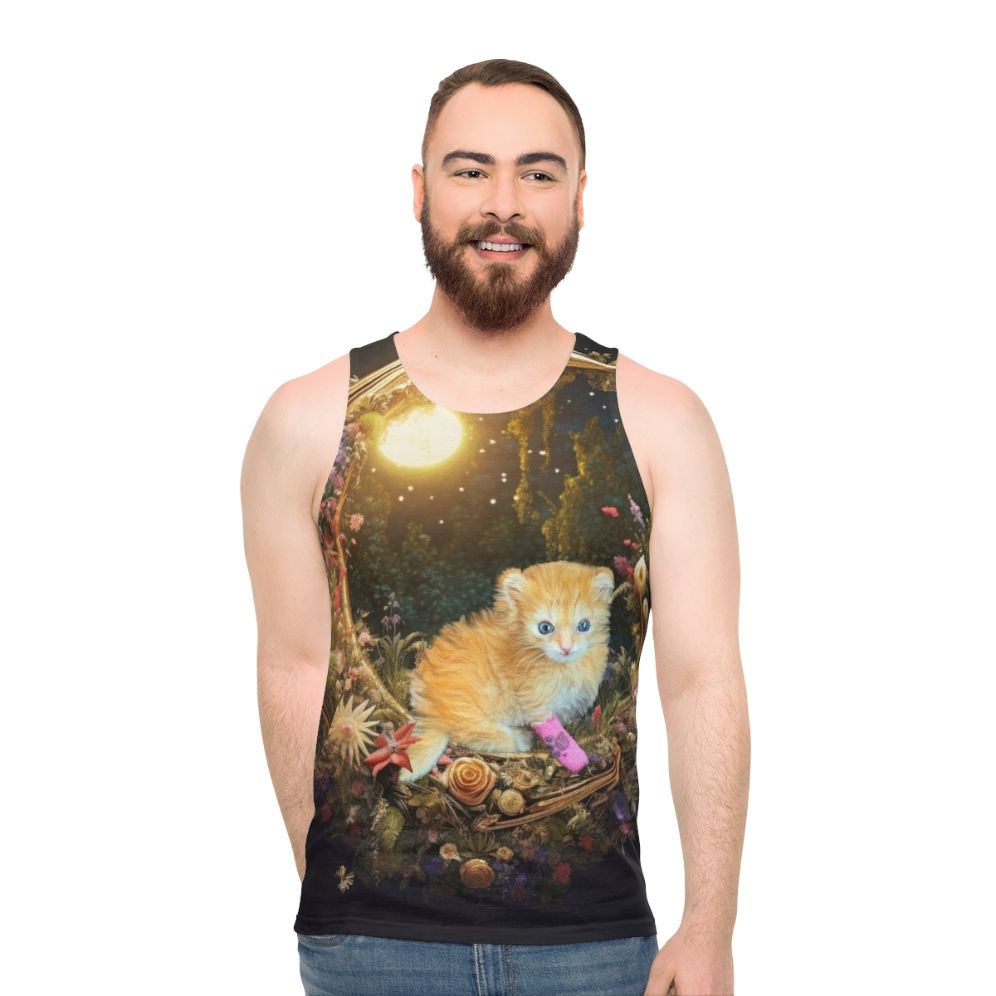 Dreamy Tater Tot Unisex Tank Top with Kitty Print - men