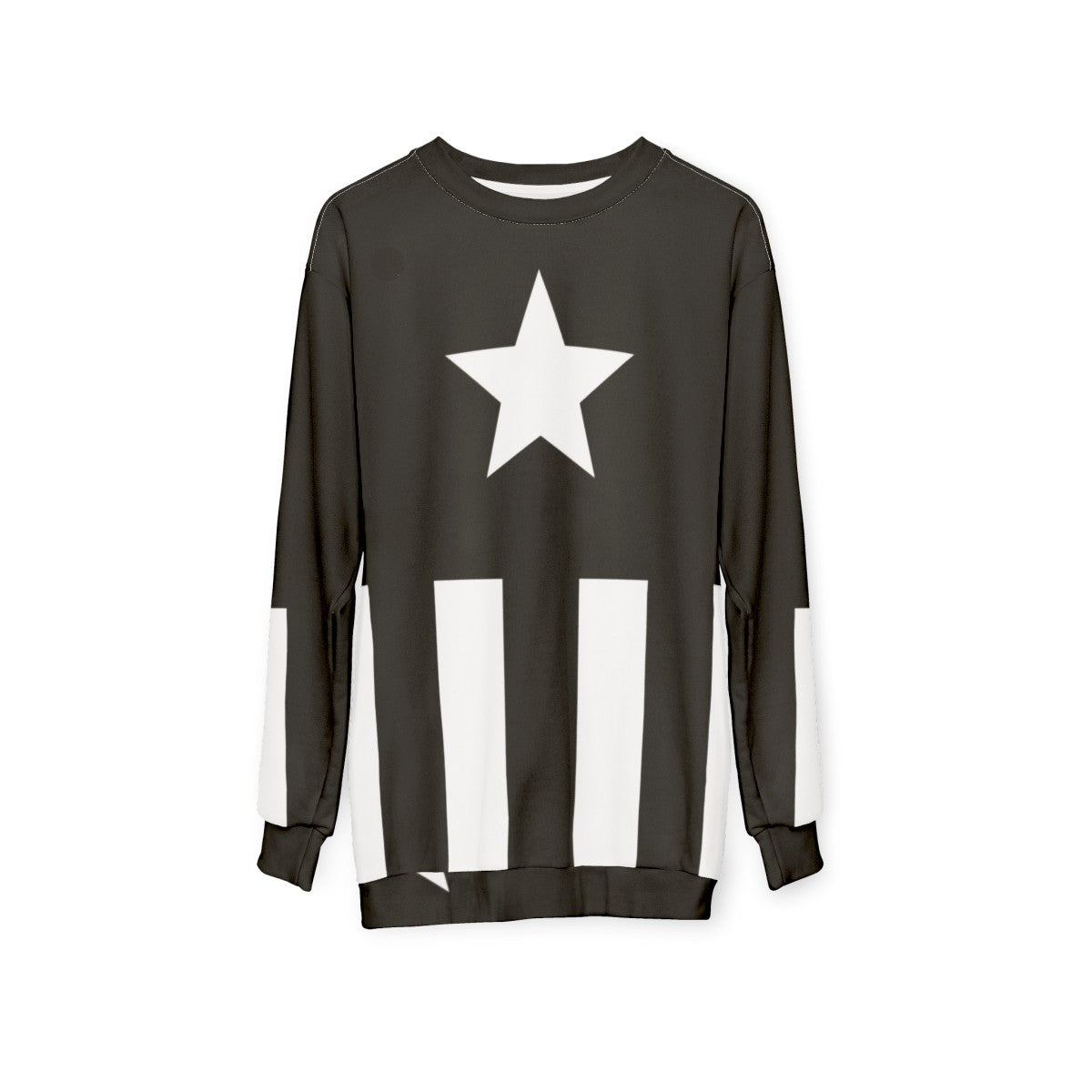 Black comic book sweatshirt for superhero cosplay - hanging