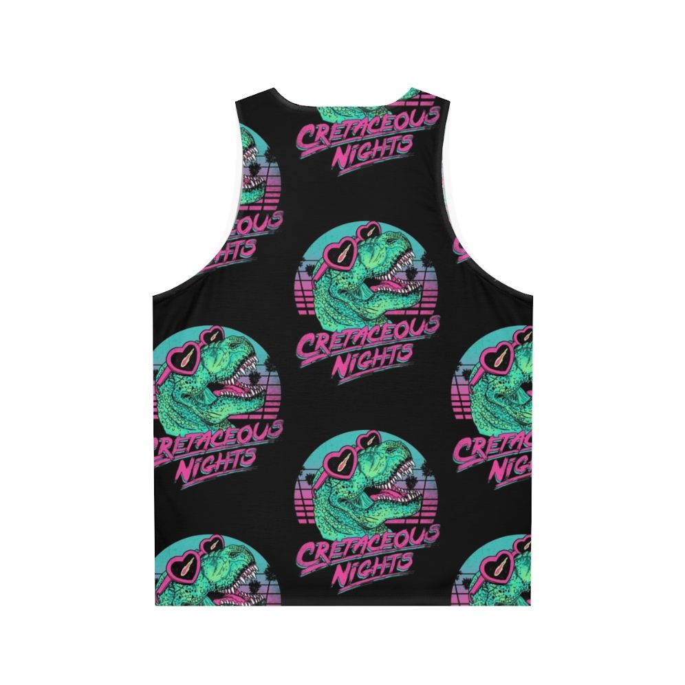 Tyrannosaurus rex dinosaur graphic on a retro-style unisex tank top - Back