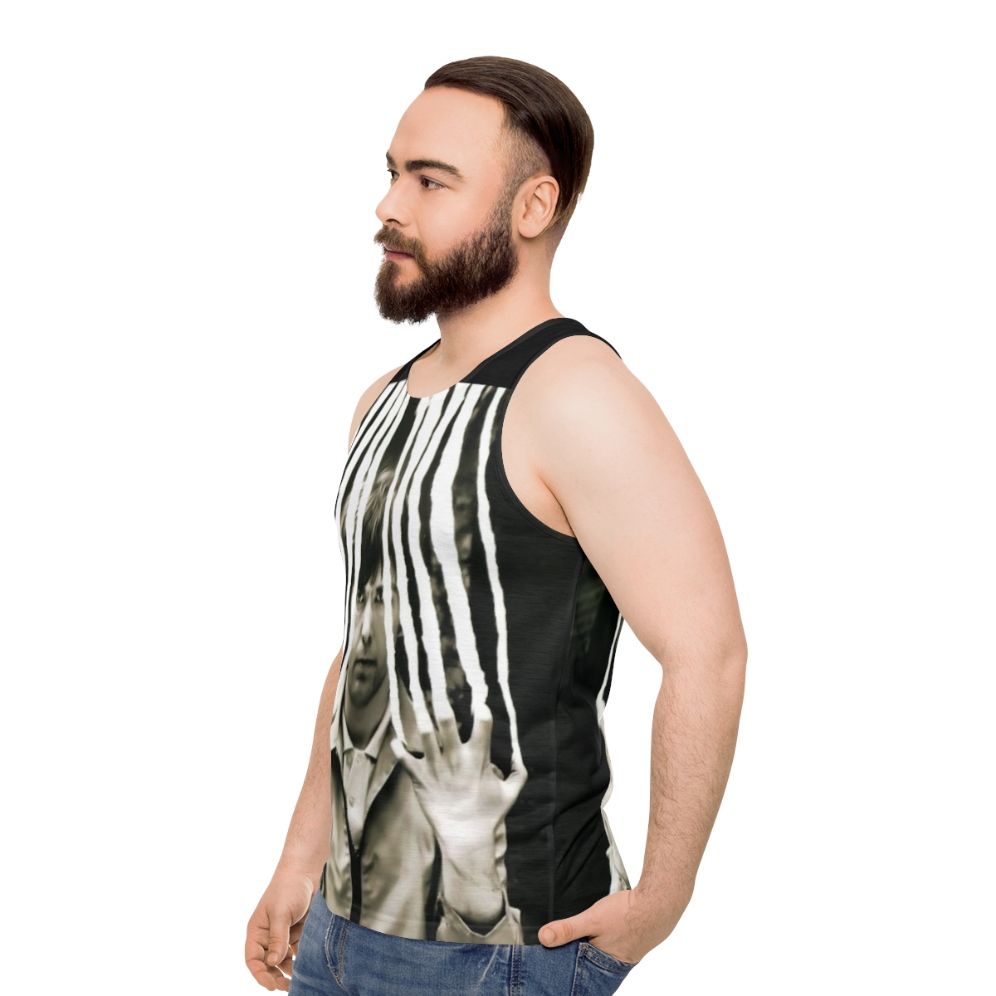 Retro unisex tank top with progressive rock band design - men side