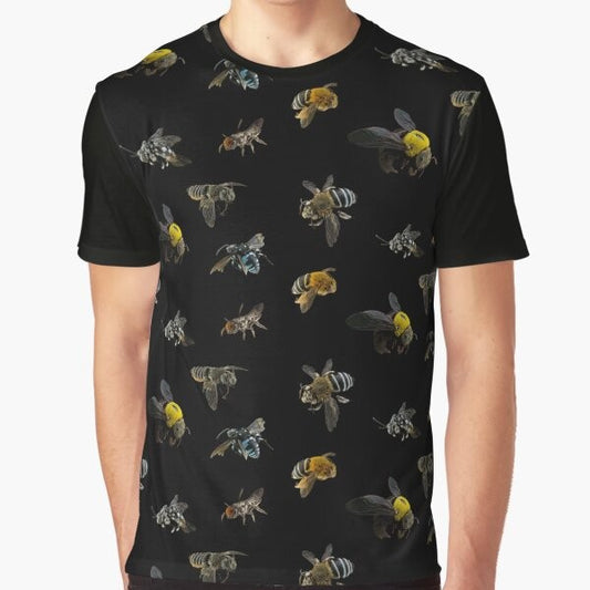 Native Australian Bees Botanical Illustration Graphic T-Shirt