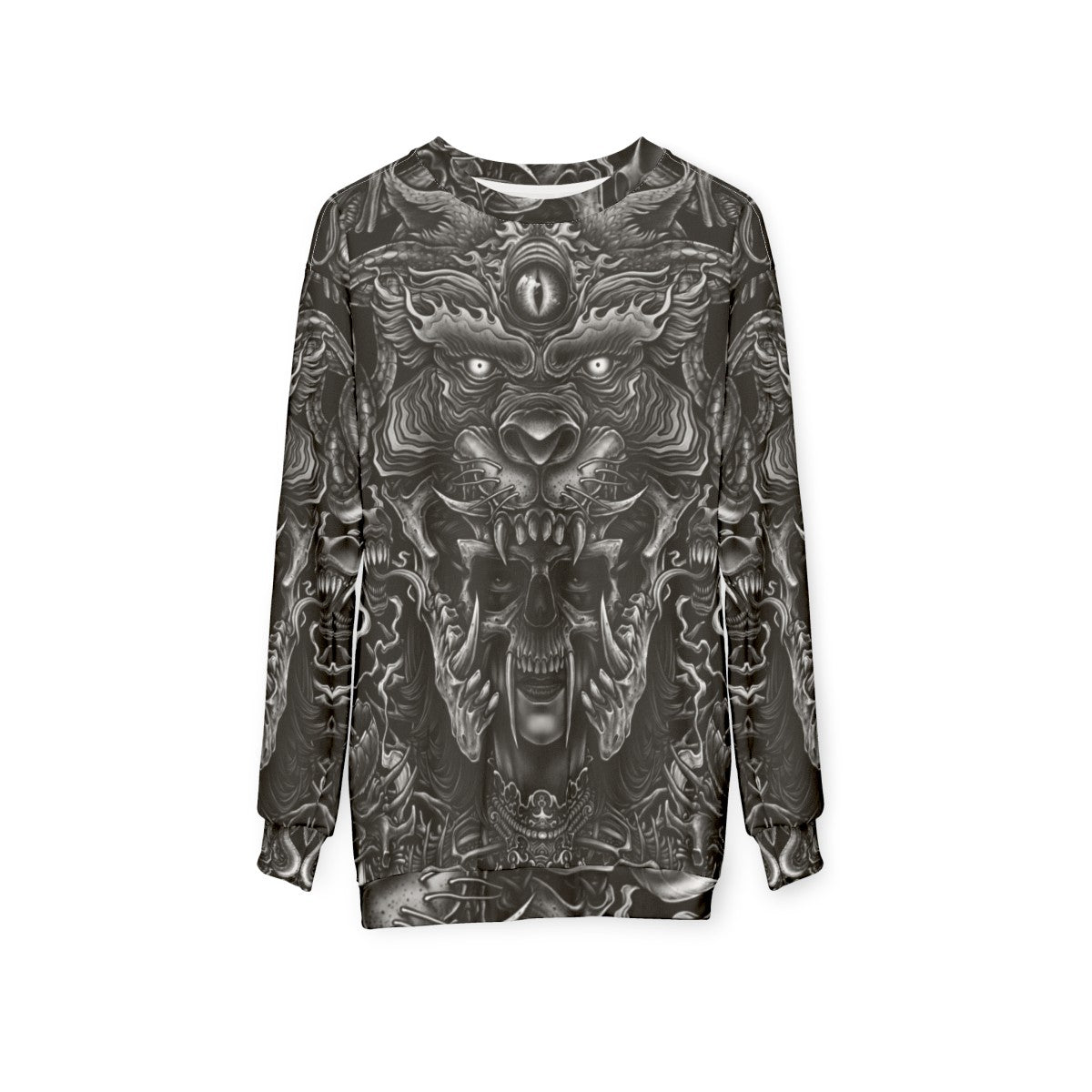 Winya No 129 gothic sweatshirt with occult and pagan design - hanging