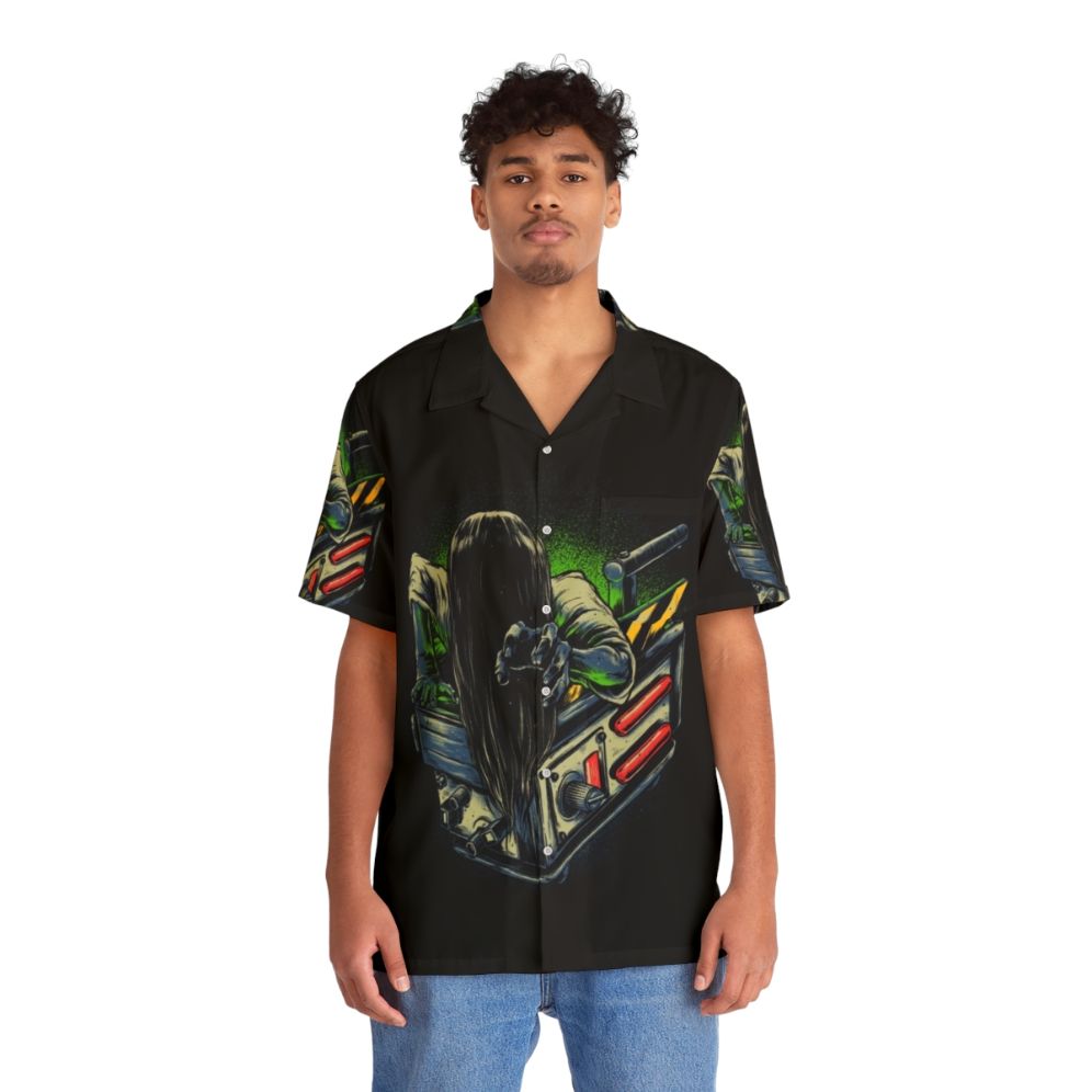 Haunting Hawaiian shirt featuring a ghost design - People Front