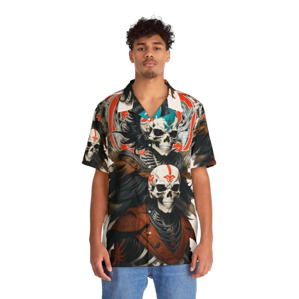 Dark Fantasy Skeleton Warrior Hawaiian Shirt - People Front